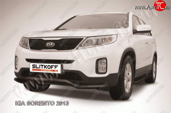 10 849 р. Защита переднего бампера из трубы d57 Slitkoff (волна)  KIA Sorento  XM (2012-2015) рестайлинг (Цвет: серебристый)  с доставкой в г. Йошкар-Ола