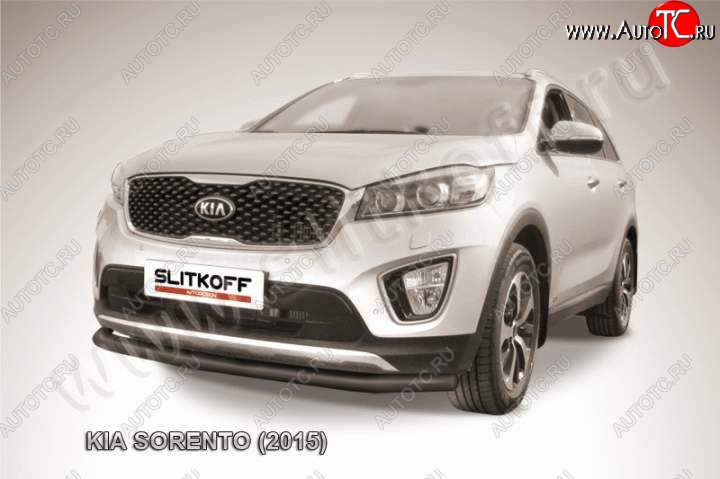 8 999 р. Защита переднего бампера из трубы d57 Slitkoff  KIA Sorento  UM/Prime (2014-2018) дорестайлинг (Цвет: серебристый)  с доставкой в г. Йошкар-Ола