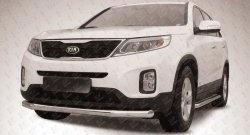 14 999 р. Одинарная защита переднего бампера из трубы диаметром 76 мм Slitkoff KIA Sorento XM рестайлинг (2012-2015) (Нержавейка, Полированная)  с доставкой в г. Йошкар-Ола. Увеличить фотографию 1