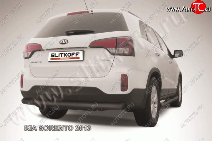 8 999 р. Защита заднего бампера из трубы d76 Slitkoff (длинная) KIA Sorento XM рестайлинг (2012-2015) (Цвет: серебристый)  с доставкой в г. Йошкар-Ола