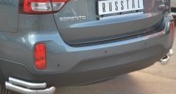 Защита заднего бампера (2 трубы Ø63 и 42 мм уголки, нержавейка) SLITKOFF KIA Sorento XM рестайлинг (2012-2015)