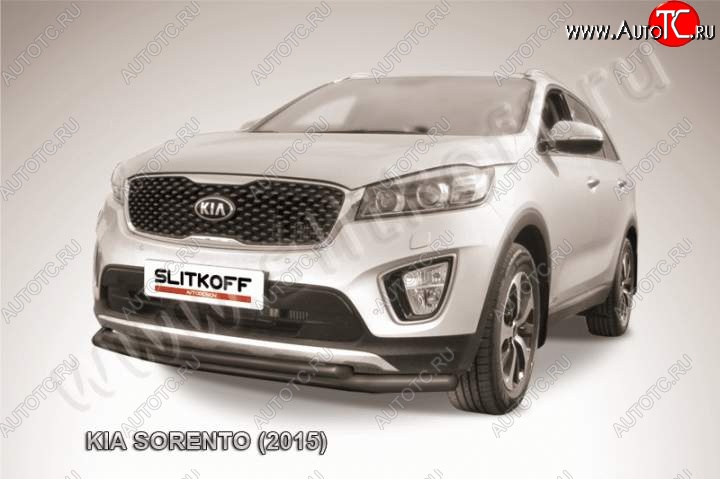 10 499 р. Защита переднего бампера из труб d57+d42 Slitkoff KIA Sorento UM/Prime дорестайлинг (2014-2018) (Цвет: серебристый)  с доставкой в г. Йошкар-Ола