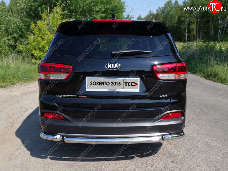 12 299 р. Защита заднего бампера (короткая) ТСС (нержавейка d 60,3 мм)  KIA Sorento  UM/Prime (2014-2018) дорестайлинг  с доставкой в г. Йошкар-Ола