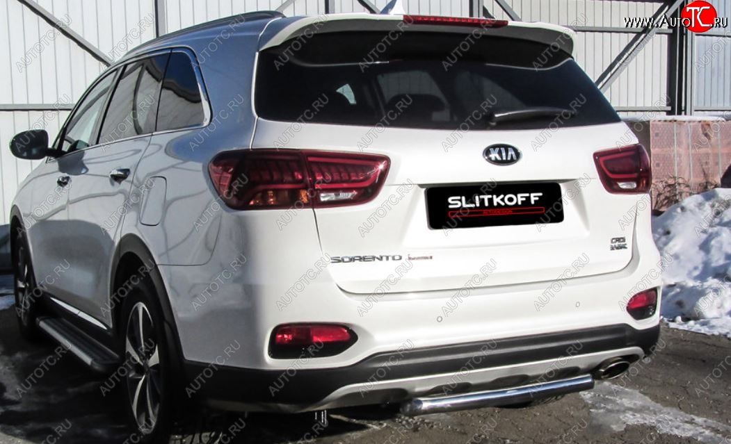 7 999 р. Защита заднего бампера Slitkoff (d57)  KIA Sorento  UM/Prime (2018-2020) рестайлинг (Нержавейка, Полированная)  с доставкой в г. Йошкар-Ола