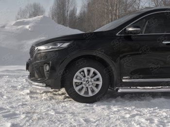 19 799 р. Защита переднего бампера (Ø 63/42 мм с углами, нержавейка) SLITKOFF  KIA Sorento  UM/Prime (2018-2020) рестайлинг  с доставкой в г. Йошкар-Ола. Увеличить фотографию 3