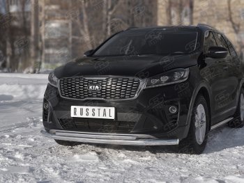 20 899 р. Защита переднего бампера (2 трубы Ø63 и 42 мм, нержавейка) SLITKOFF KIA Sorento UM/Prime рестайлинг (2018-2020)  с доставкой в г. Йошкар-Ола. Увеличить фотографию 4