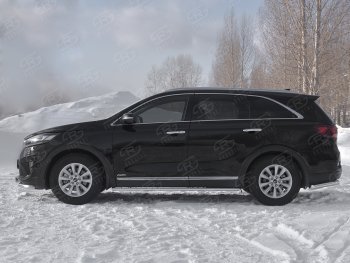 21 749 р. Защита порогов (Ø75x42 мм с проступью, нержавейка) Russtal KIA Sorento UM/Prime рестайлинг (2018-2020)  с доставкой в г. Йошкар-Ола. Увеличить фотографию 2