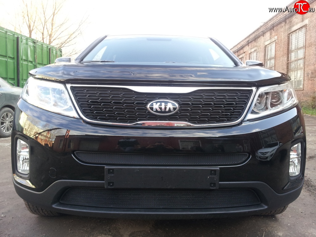 1 469 р. Нижняя сетка на бампер Russtal (черная) KIA Sorento XM рестайлинг (2012-2015)  с доставкой в г. Йошкар-Ола