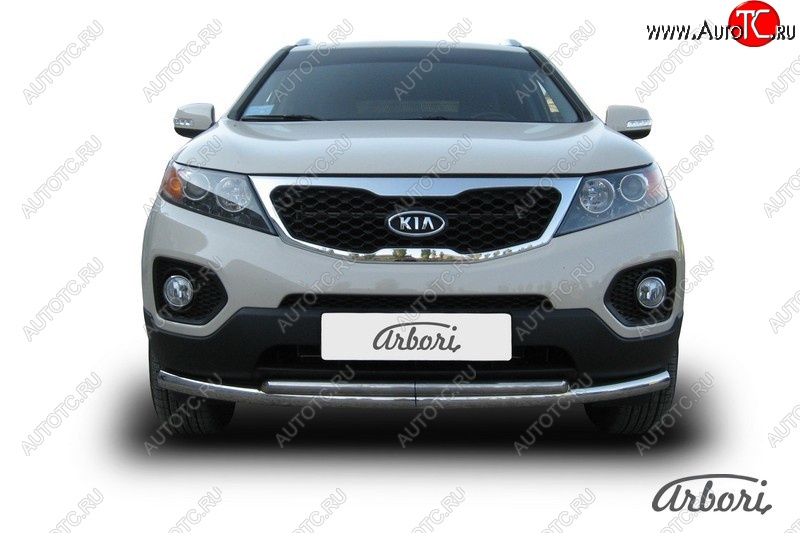 17 099 р. Защита переднего бампера Arbori (нержавейка, 2 трубы d57 и 42 mm) KIA Sorento XM дорестайлинг (2009-2012)  с доставкой в г. Йошкар-Ола