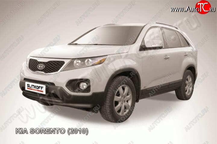 10 299 р. Защита переднего бампера из труб d57+d42 Slitkoff (двойная) KIA Sorento XM дорестайлинг (2009-2012) (Цвет: серебристый)  с доставкой в г. Йошкар-Ола