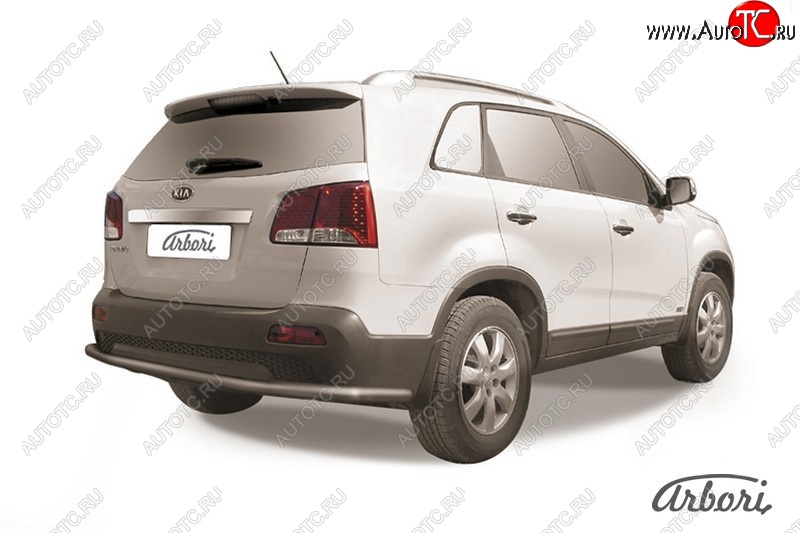 8 099 р. Защита заднего бампера Arbori (длинная, черная, 1 труба d57 mm). KIA Sorento XM дорестайлинг (2009-2012)  с доставкой в г. Йошкар-Ола