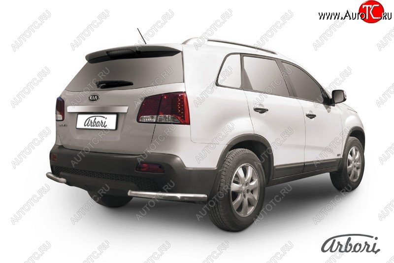 8 189 р. Защита заднего бампера Arbori (уголки, нержавейка, 1 труба d57 mm). KIA Sorento XM дорестайлинг (2009-2012)  с доставкой в г. Йошкар-Ола