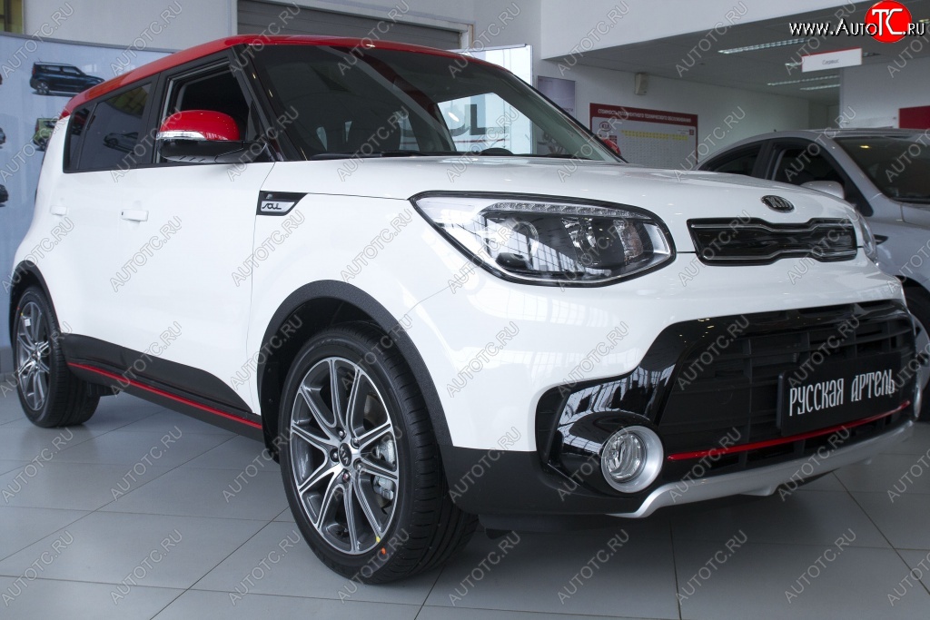 3 759 р. Накладки на колёсные арки RA (комплект 4 шт.)  KIA Soul  PS (2017-2019) рестайлинг (Поверхность шагрень)  с доставкой в г. Йошкар-Ола