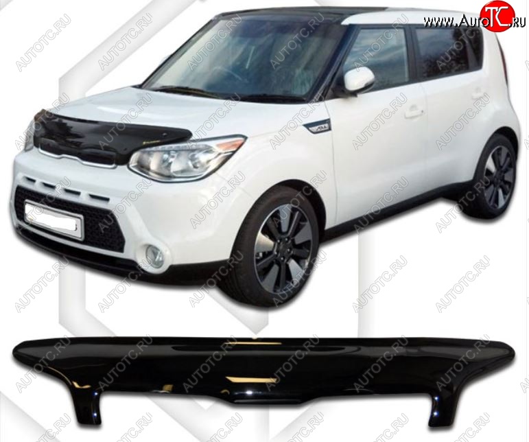 2 059 р. Дефлектор капота CA-Plastic  KIA Soul  PS (2014-2016) дорестайлинг (Classic черный, Без надписи)  с доставкой в г. Йошкар-Ола