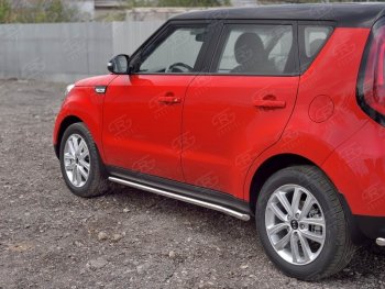 17 999 р. Защита порогов из круглой трубы диаметром 42 мм SLITKOFF v1 KIA Soul PS дорестайлинг (2014-2016)  с доставкой в г. Йошкар-Ола. Увеличить фотографию 3