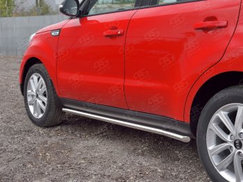 Защита порогов из круглой трубы диаметром 42 мм SLITKOFF v3 KIA Soul PS дорестайлинг (2014-2016)