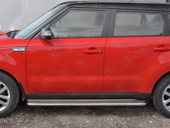 35 549 р. Широкая защита порогов с трубой диаметром 42 мм SLITKOFF v3  KIA Soul  PS (2014-2016) дорестайлинг  с доставкой в г. Йошкар-Ола. Увеличить фотографию 2