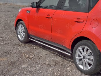 21 749 р. Защита порогов из овальной трубы d75x42 мм с проступью Russtal KIA Soul PS дорестайлинг (2014-2016)  с доставкой в г. Йошкар-Ола. Увеличить фотографию 2