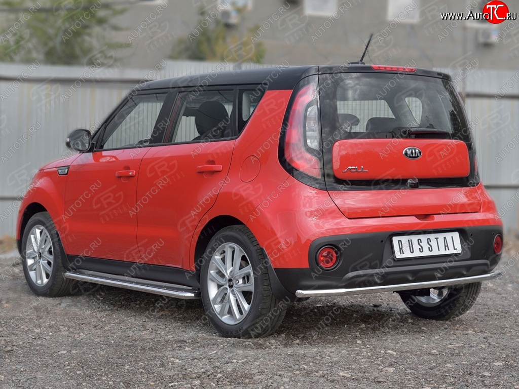 12 599 р. Одинарная защита заднего бампера диаметром 42 SLITKOFF  KIA Soul  PS (2014-2016) дорестайлинг  с доставкой в г. Йошкар-Ола