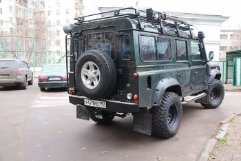 22 649 р. Бампер задний силовой РИФ Land Rover Defender 90 1 L316 рестайлинг 3дв. (2007-2016)  с доставкой в г. Йошкар-Ола. Увеличить фотографию 2