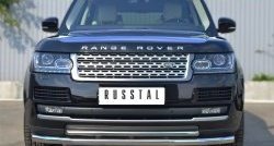 Защита переднего бампера (2 трубыØ63 и 42 мм, нержавейка) SLITKOFF Land Rover (Ленд) Range Rover (Ренж)  4 L405 (2012-2017) 4 L405 дорестайлинг