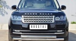 22 099 р. Защита переднего бампера (2 трубыØ76 и 63 мм, нержавейка) SLITKOFF  Land Rover Range Rover  4 L405 (2012-2017) дорестайлинг  с доставкой в г. Йошкар-Ола. Увеличить фотографию 4