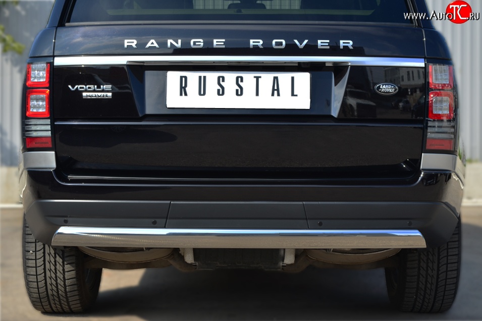 18 549 р. Защита заднего бампера (Ø75x42 мм, нержавейка) Russtal Land Rover Range Rover 4 L405 дорестайлинг (2012-2017)  с доставкой в г. Йошкар-Ола