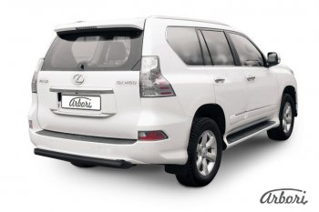 Защита заднего бампера Arbori (короткая, черная, 1 труба d76 mm). Lexus GX460 J150 1-ый рестайлинг (2013-2019)