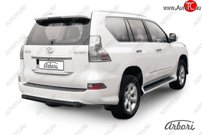 12 059 р. Защита заднего бампера Arbori (короткая, черная, 1 труба d76 mm). Lexus GX460 J150 1-ый рестайлинг (2013-2019)  с доставкой в г. Йошкар-Ола