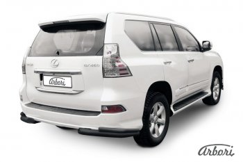 Защита заднего бампера Arbori (уголки, черная, 2 трубы d76 и 42 mm). Lexus GX460 J150 1-ый рестайлинг (2013-2019)