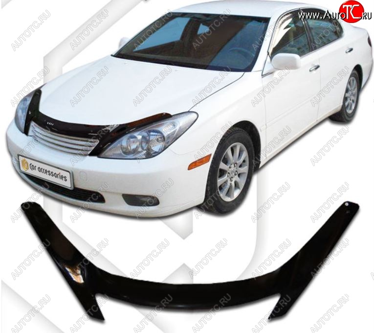 2 199 р. Дефлектор капота CA-Plastiс exclusive Lexus ES300 XV30 дорестайлинг (2001-2003) (Classic черный, Без надписи)  с доставкой в г. Йошкар-Ола