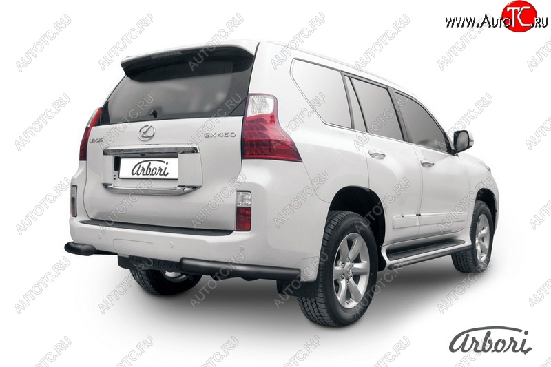 9 269 р. Защита заднего бампера Arbori (уголки, черная, 1 труба d76 mm). Lexus GX460 J150 дорестайлинг (2009-2013)  с доставкой в г. Йошкар-Ола