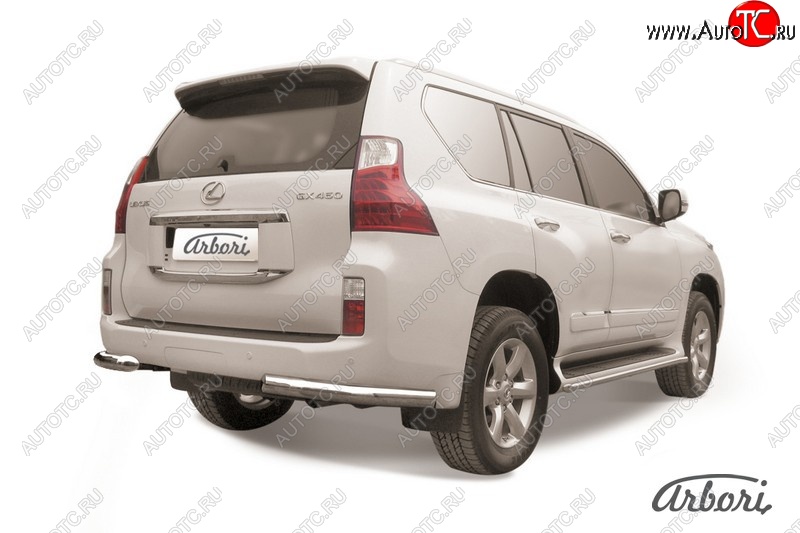 17 369 р. Защита заднего бампера Arbori (уголки, нержавейка, 1 труба d76 mm). Lexus GX460 J150 дорестайлинг (2009-2013)  с доставкой в г. Йошкар-Ола