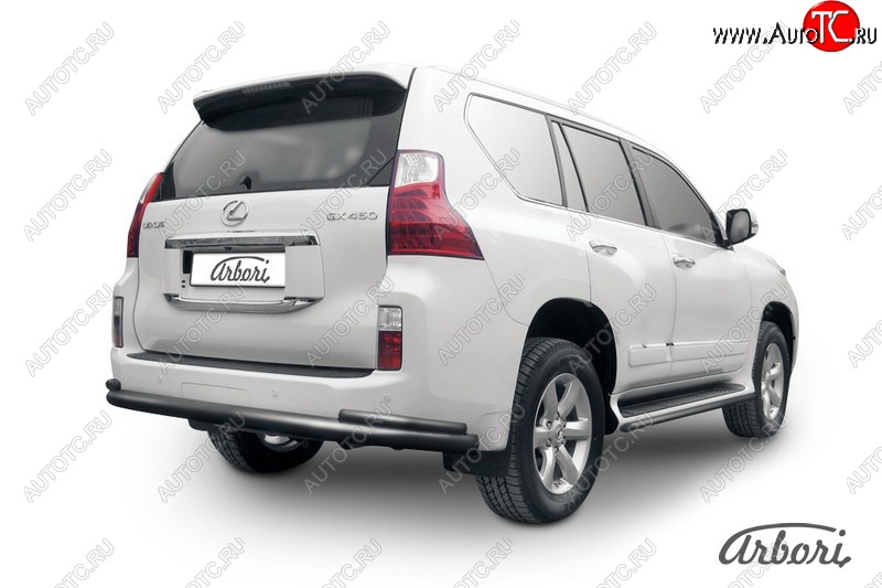 13 499 р. Защита заднего бампера Arbori (черная, 2 трубы d76 и 42 mm). Lexus GX460 J150 дорестайлинг (2009-2013)  с доставкой в г. Йошкар-Ола