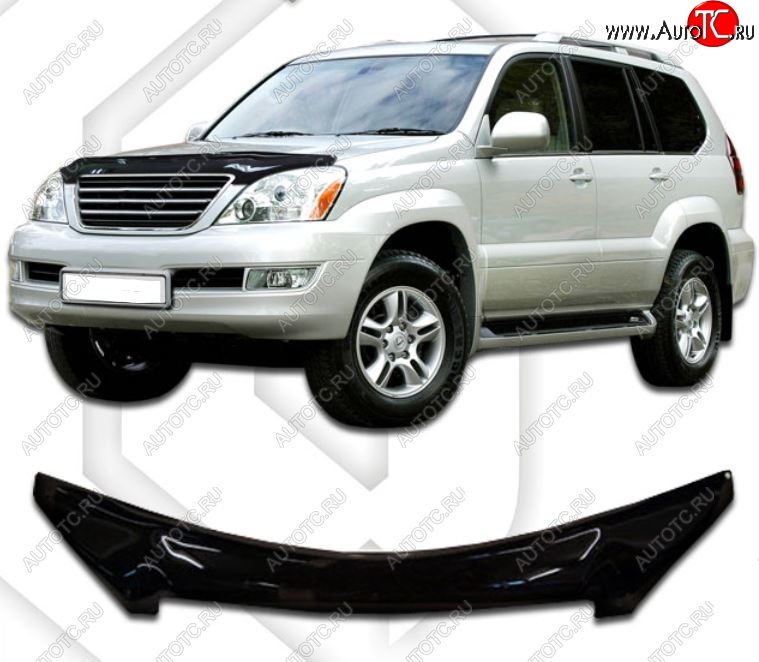 2 369 р. Дефлектор капота CA-Plastiс  Lexus GX470  J120 (2002-2007) дорестайлинг (Classic черный, Без надписи)  с доставкой в г. Йошкар-Ола