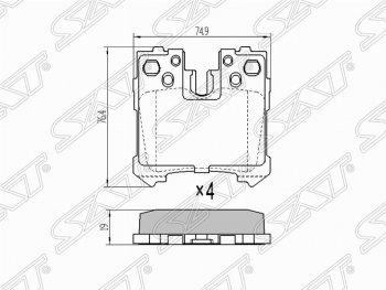 899 р. Колодки тормозные задние SAT  Lexus LS460  XF40 (2006-2017), Lexus LS460L  XF40 (2012-2017), Toyota Camry ( XV40,  XV50,  XV55) (2009-2018), Toyota RAV4 ( XA305,  XA30,  XA40) (2005-2019)  с доставкой в г. Йошкар-Ола. Увеличить фотографию 1