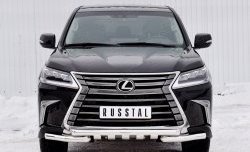 Защита переднего бампера (2 трубы Ø63 мм с зубами, нержавейка) SLITKOFF Lexus (Лексус) LX450d (ЛХ)  J200 (2015-2022) J200 2-ой рестайлинг