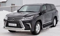 20 999 р. Защита переднего бампера (2 трубыØ63 и 42 мм, нержавейка) SLITKOFF  Lexus LX450d  J200 (2015-2022) 2-ой рестайлинг  с доставкой в г. Йошкар-Ола. Увеличить фотографию 2