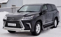 22 699 р. Защита переднего бампера (2 трубыØ63 мм, нержавейка) SLITKOFF  Lexus LX450d  J200 (2015-2022) 2-ой рестайлинг  с доставкой в г. Йошкар-Ола. Увеличить фотографию 2