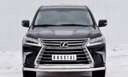 Защита переднего бампера (2 трубыØ63 мм, нержавейка) SLITKOFF Lexus (Лексус) LX450d (ЛХ)  J200 (2015-2022) J200 2-ой рестайлинг