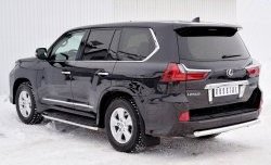 16 899 р. Защита заднего бампера (Ø63 мм, нержавейка, NOT F-SPORT/HERITAGE) SLITKOFF Lexus LX450d J200 2-ой рестайлинг (2015-2022)  с доставкой в г. Йошкар-Ола. Увеличить фотографию 2