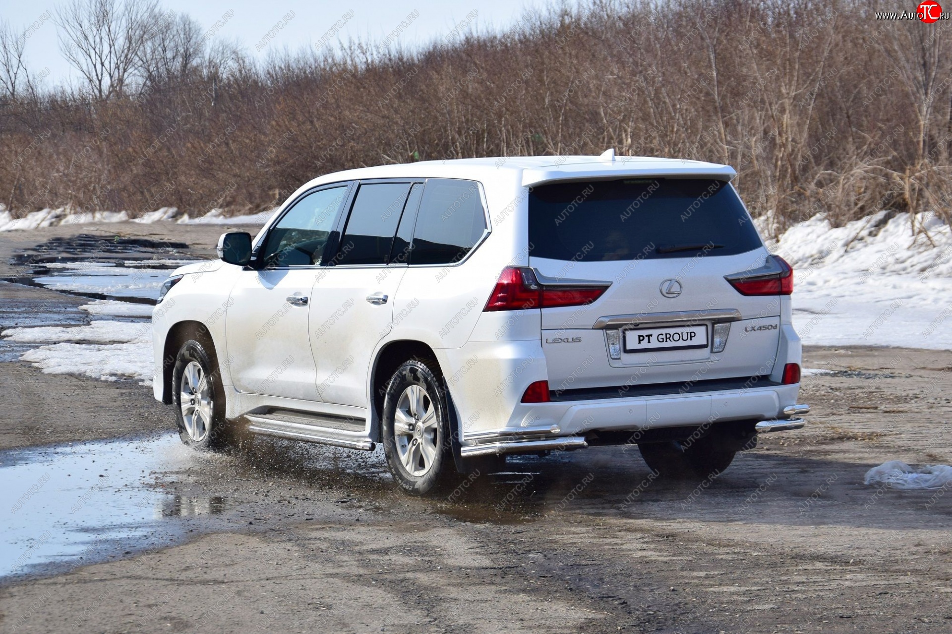 24 999 р. Защита заднего бампера Petroil Tuning (уголки двойные, d63/51) Lexus LX450d J200 2-ой рестайлинг (2015-2022) (Нержавеющая полированная сталь)  с доставкой в г. Йошкар-Ола