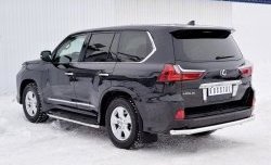 17 849 р. Защита заднего бампера (Ø63 мм, нержавейка, NOT F-SPORT/HERITAGE) SLITKOFF Lexus LX450d J200 2-ой рестайлинг (2015-2022)  с доставкой в г. Йошкар-Ола. Увеличить фотографию 2