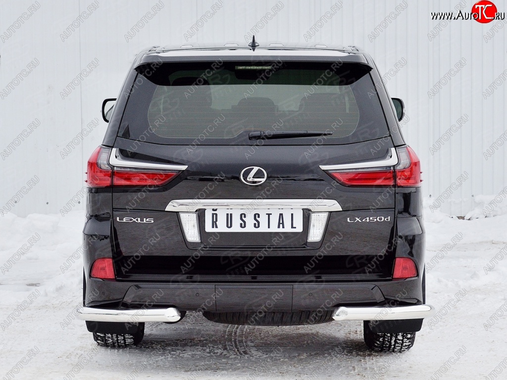 15 299 р. Защита заднего бампера (Ø76 мм уголки, нержавейка) SLITKOFF Lexus LX450d J200 2-ой рестайлинг (2015-2022)  с доставкой в г. Йошкар-Ола