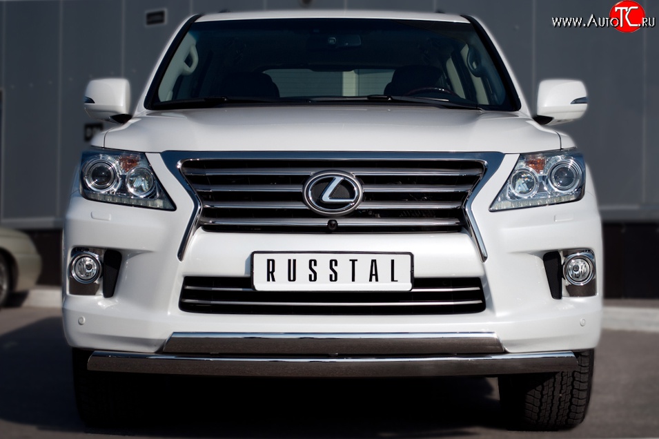 17 999 р. Защита переднего бампера (2 трубыØ75х42 мм, нержавейка) Russtal Lexus LX570 J200 дорестайлинг (2007-2012)  с доставкой в г. Йошкар-Ола