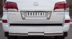 Защита заднего бампера (Ø76 и 42 мм, нержавейка) SLITKOFF Lexus LX570 J200 дорестайлинг (2007-2012)