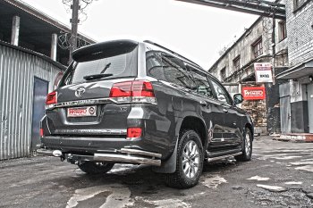 10 999 р. Защита заднего бампера WINBO (уголки, Ø76 и 38 мм, нержавейка) Lexus LX570 J200 дорестайлинг (2007-2012)  с доставкой в г. Йошкар-Ола. Увеличить фотографию 2