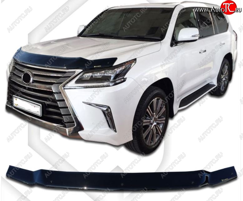 2 199 р. Дефлектор капота CA-Plastiс  Lexus LX570  J200 (2015-2022) 2-ой рестайлинг (Classic черный, Без надписи)  с доставкой в г. Йошкар-Ола