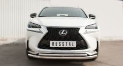 Защита переднего бампера (2 трубыØ63 и 42 мм, нержавейка) SLITKOFF Lexus (Лексус) NX200T (НХ)  Z10 (2014-2017) Z10