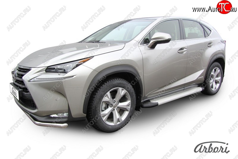 10 979 р. Порожки для ног Arbori Optima Silver Lexus NX300h Z10 дорестайлинг (2014-2017)  с доставкой в г. Йошкар-Ола